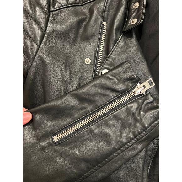All Saints Jasper leather biker jacket in black - Picture 14 of 16